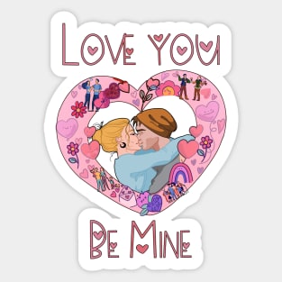 Be Mine Love you - Happy Valentine's Day Sticker